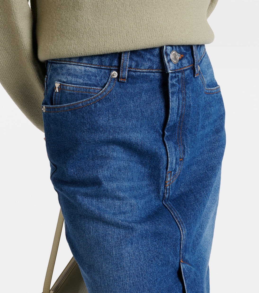 Denim pencil skirt in blue - Ami Paris | Mytheresa