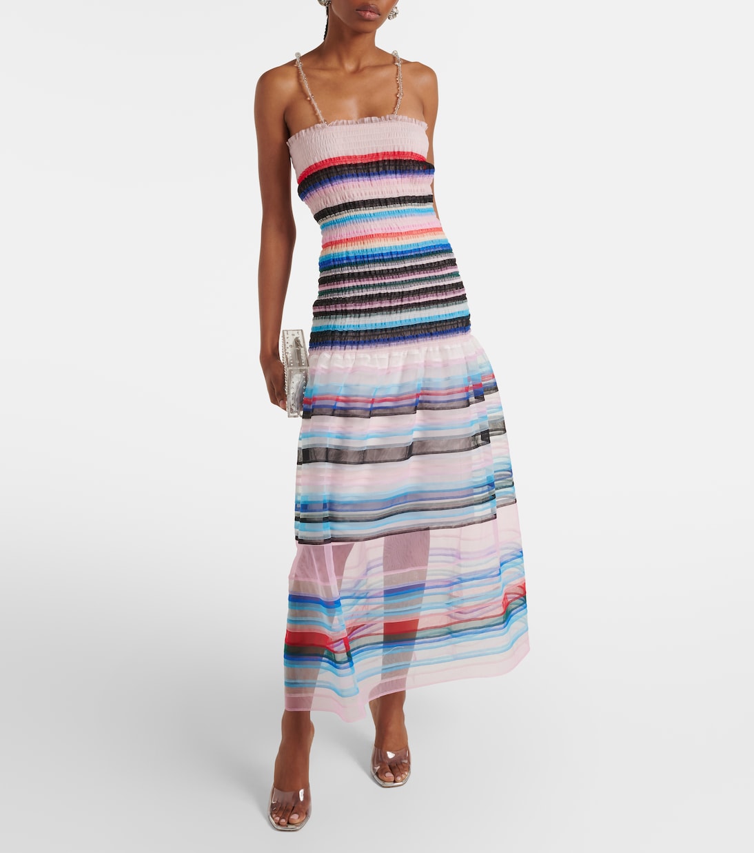 Beaded striped midi dress | Susan Fang