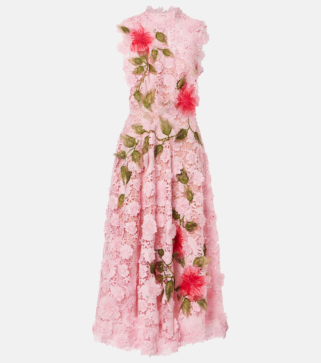 Vestido largo de encaje de guipur | Oscar de la Renta