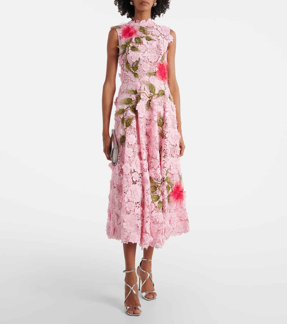 Vestido largo de encaje de guipur | Oscar de la Renta