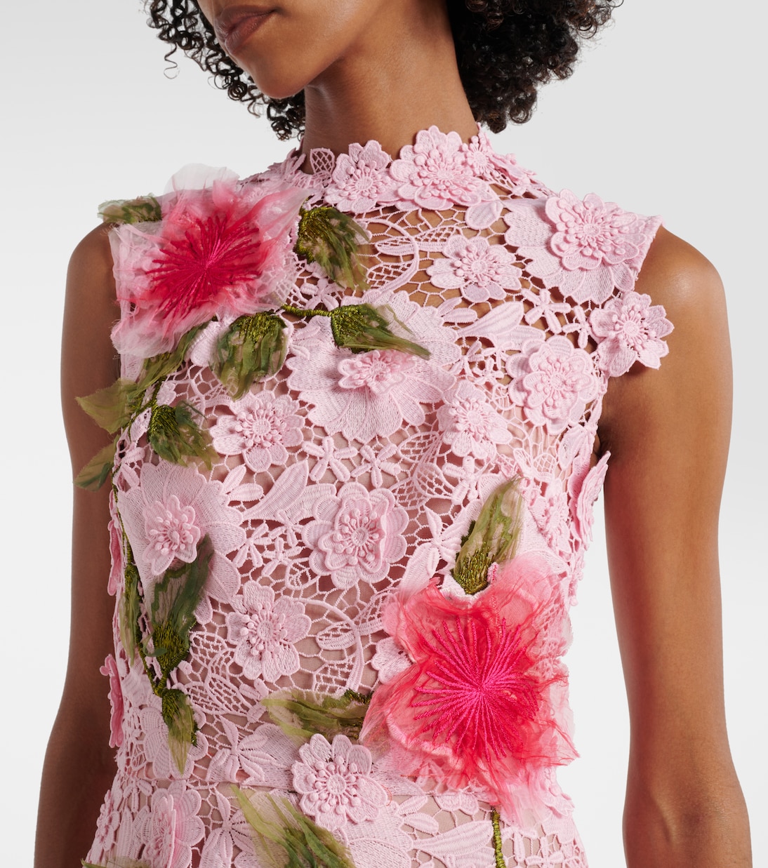 Vestido largo de encaje de guipur | Oscar de la Renta