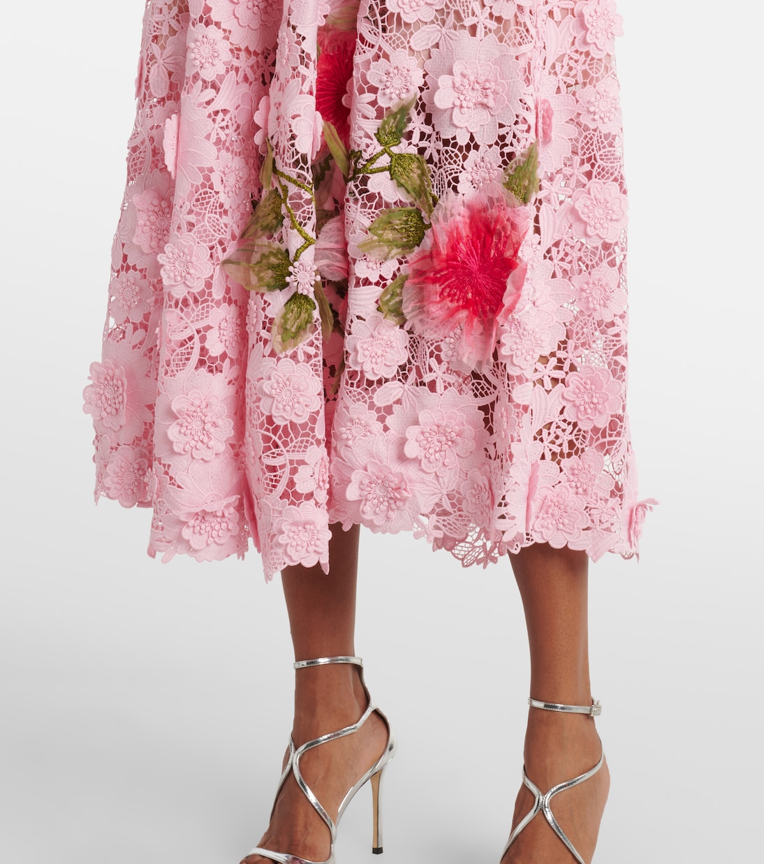 Vestido largo de encaje de guipur | Oscar de la Renta