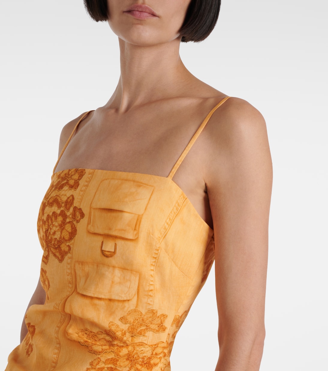 Abito midi in misto lino con stampa | Acne Studios