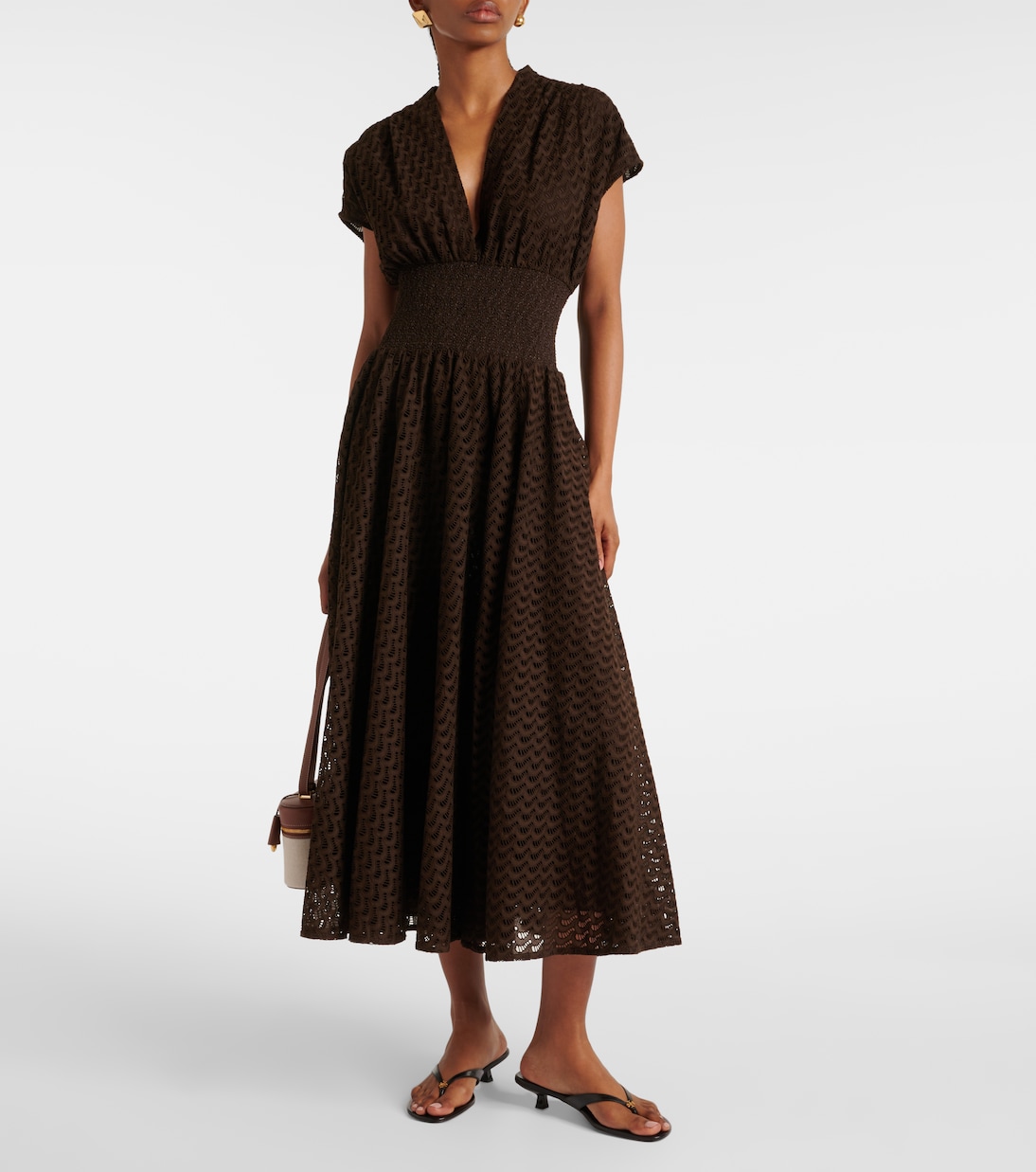 Cotton broderie anglaise midi dress | Tory Burch