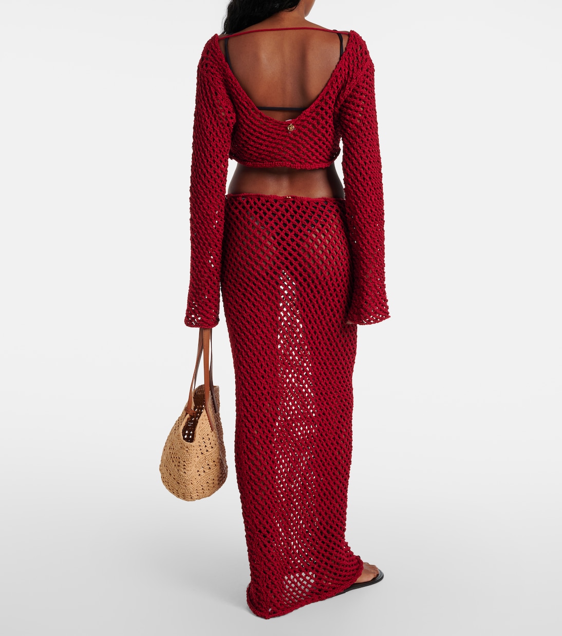 Magen open-knit cotton-blend maxi skirt | Bananhot