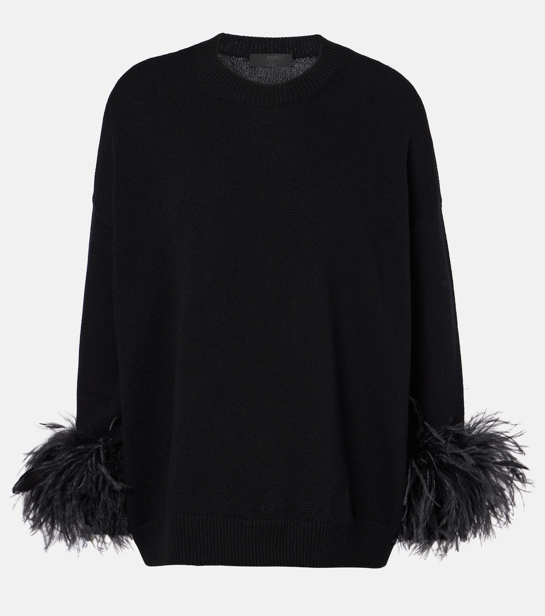 Pullover in lana vergine con piume | Valentino