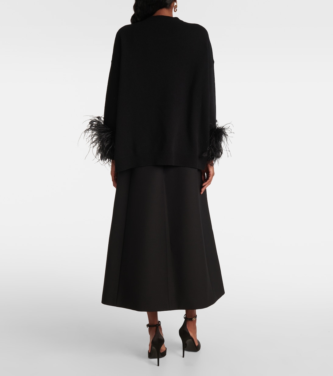 Pullover in lana vergine con piume | Valentino