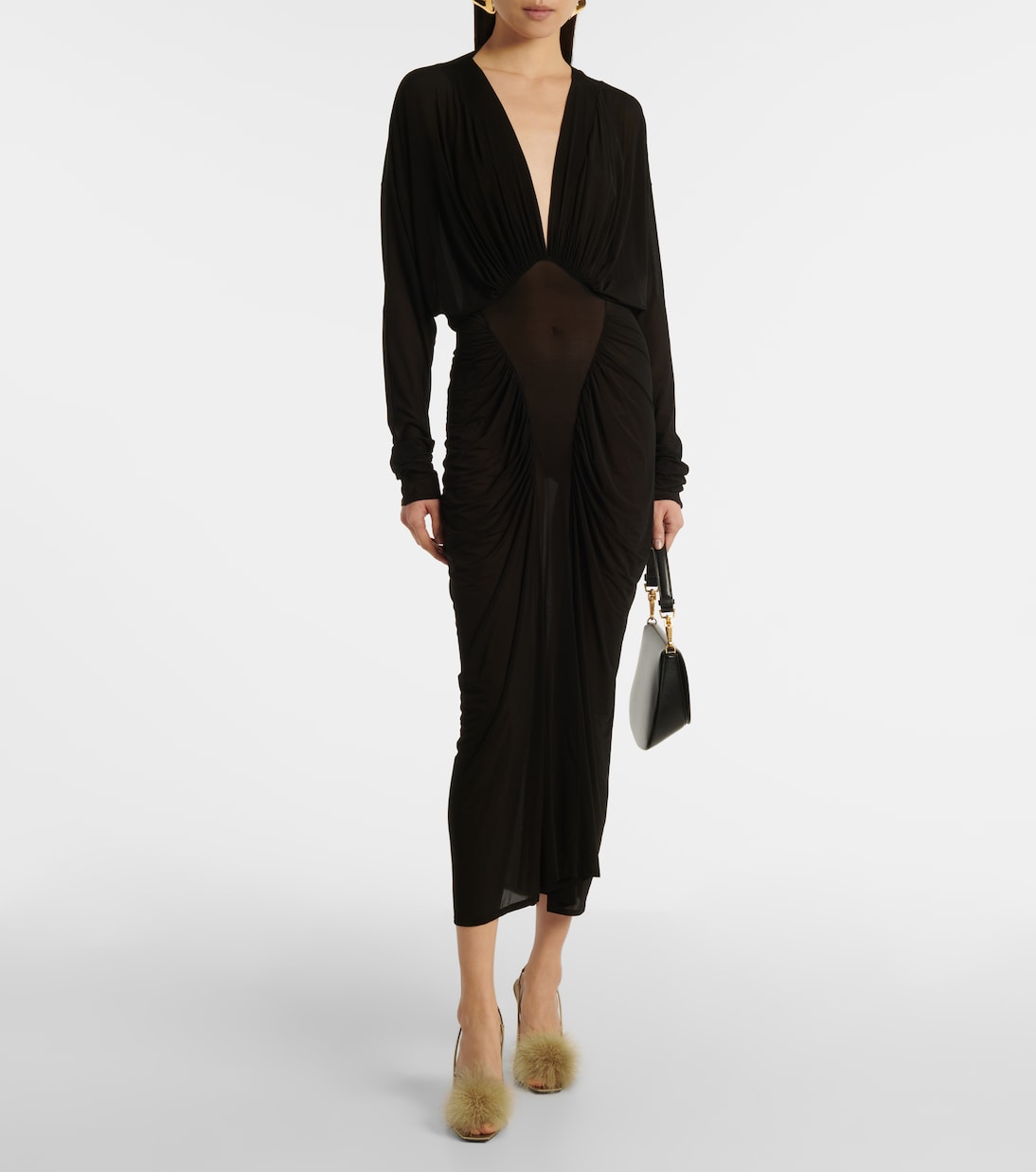 Sandali Paradis 110 in raso con piume | Saint Laurent