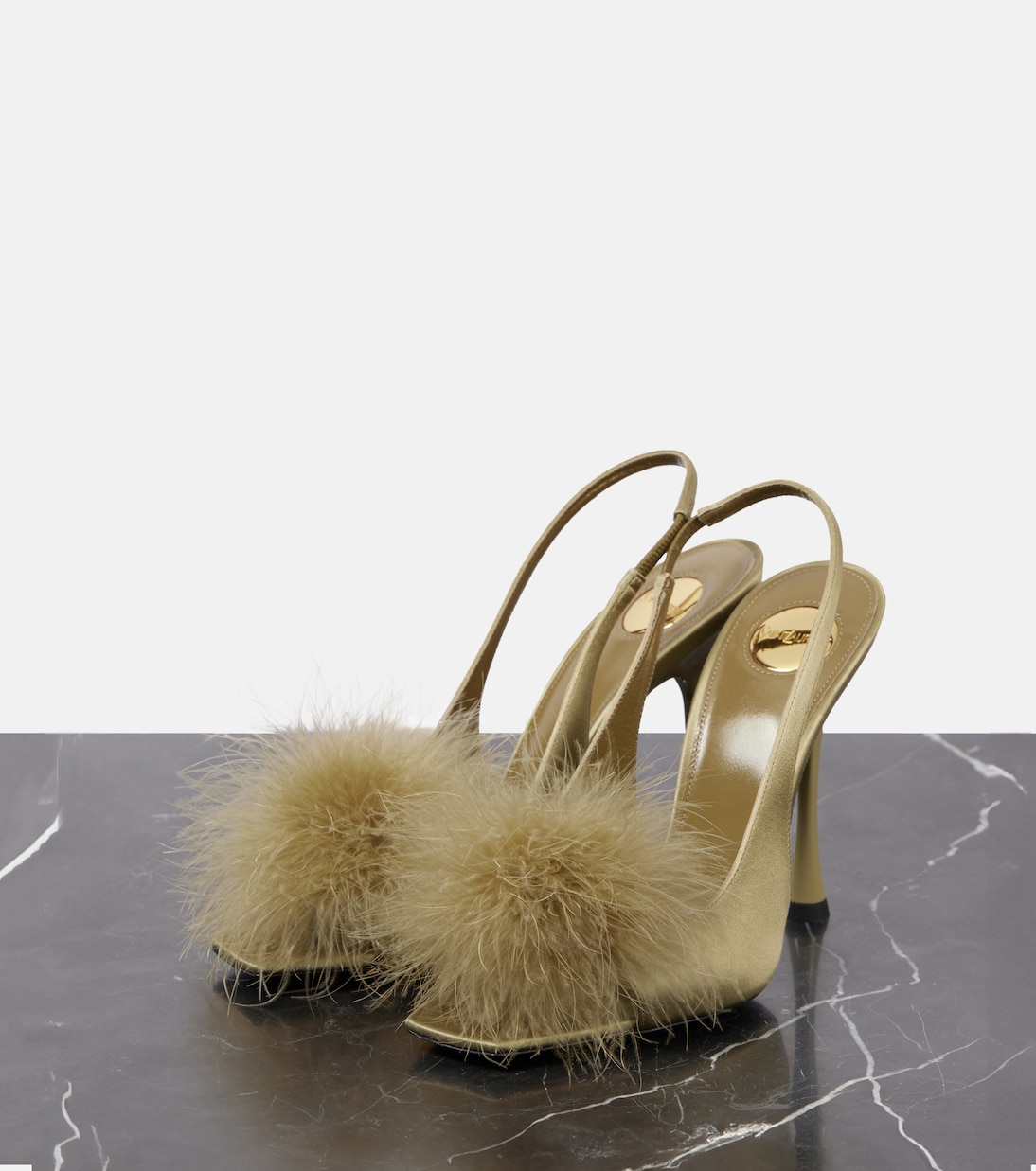 Sandali Paradis 110 in raso con piume | Saint Laurent
