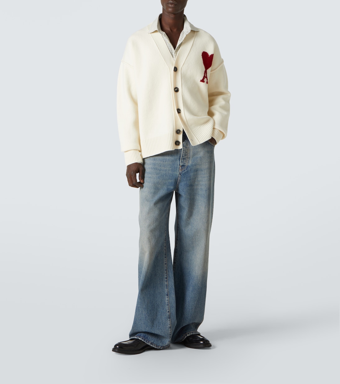 Ami De Cœur intarsia virgin wool cardigan  | Ami Paris