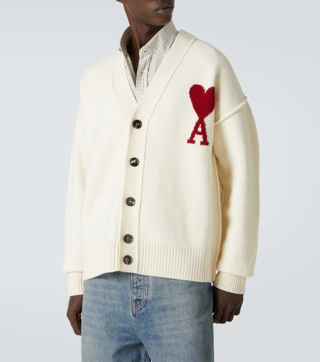 Ami De Cœur intarsia virgin wool cardigan  | Ami Paris