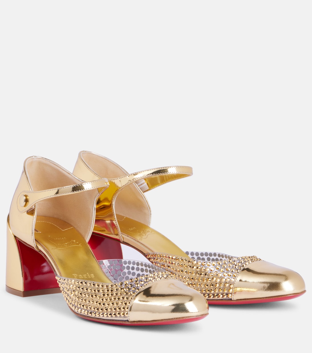 Escarpins Miss MJ Strass en cuir métallisé et PVC | Christian Louboutin