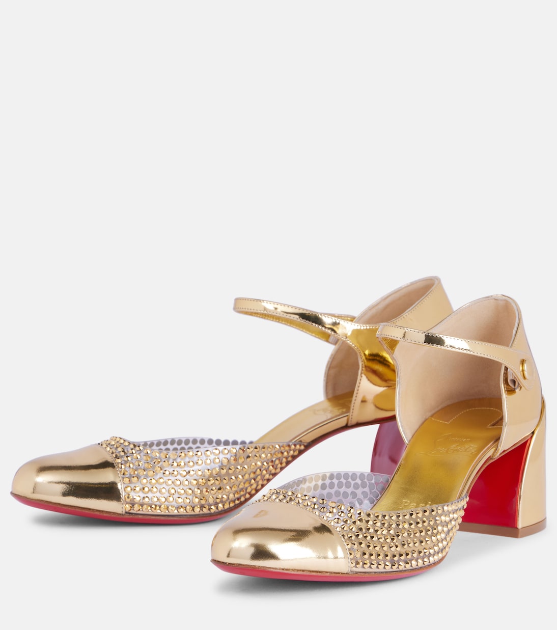 Escarpins Miss MJ Strass en cuir métallisé et PVC | Christian Louboutin