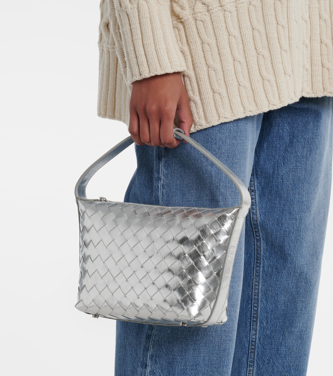 Schultertasche Wallace aus Metallic-Leder | Bottega Veneta