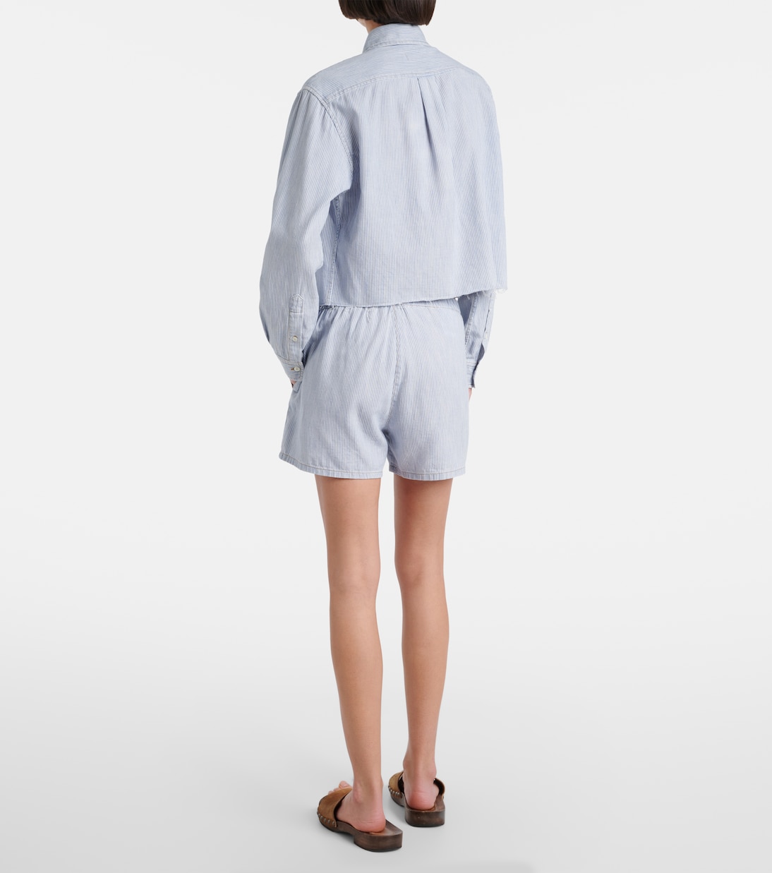 Logo striped cotton shorts | Miu Miu