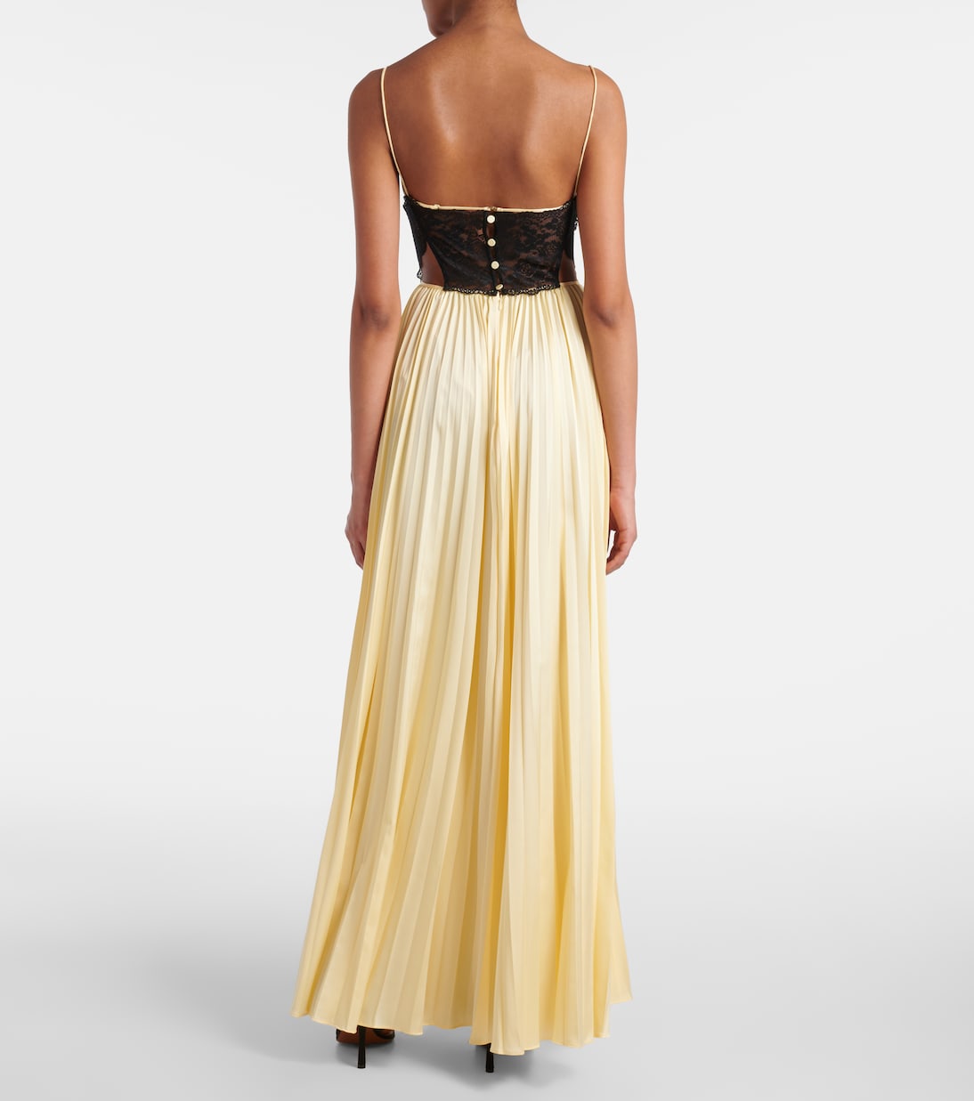 Lace-trimmed satin maxi dress | Self-Portrait