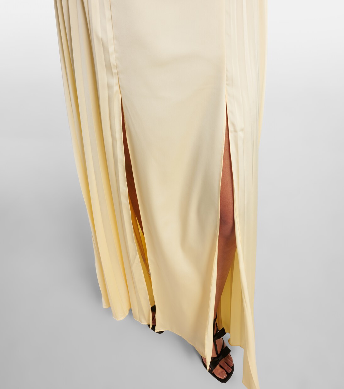 Lace-trimmed satin maxi dress | Self-Portrait
