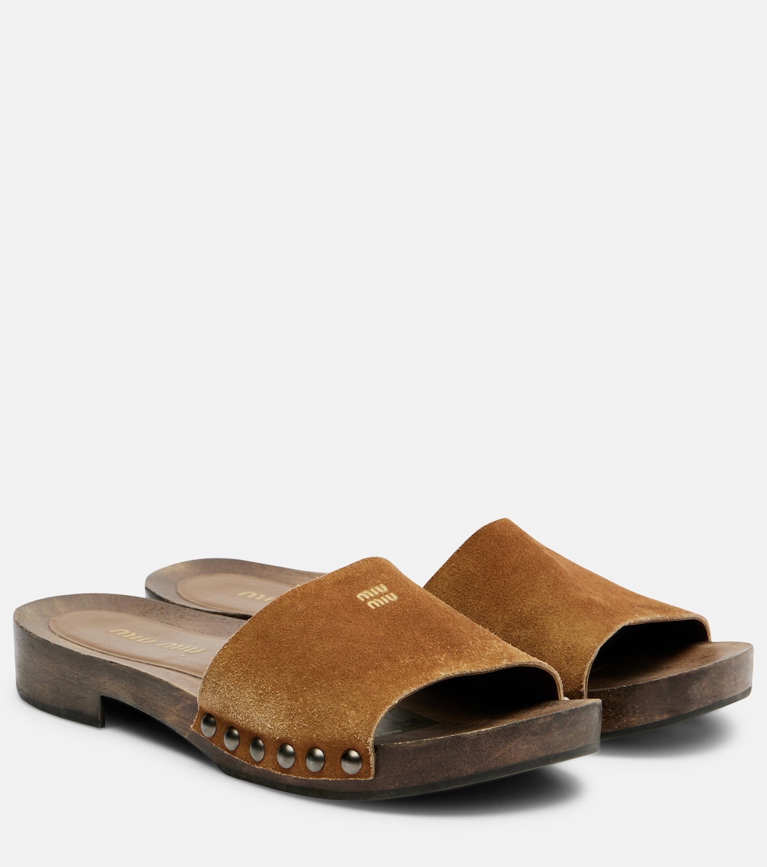 Logo faded suede mules | Miu Miu