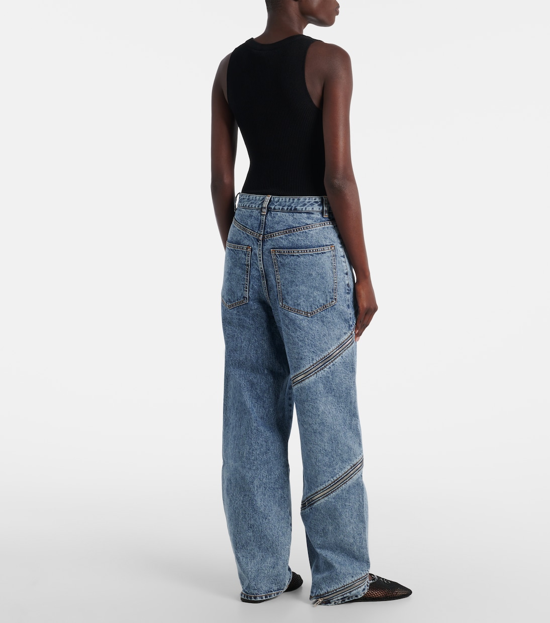Jeans Spiral a gamba larga e vita alta | Alaïa