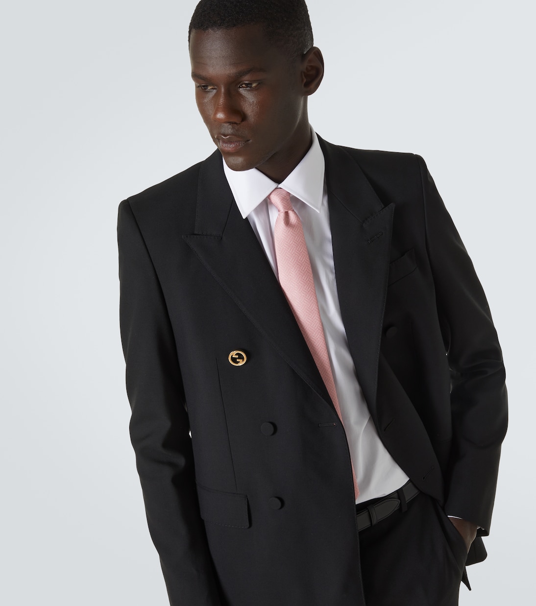 Corbata de seda en jacquard con logotipo | Gucci