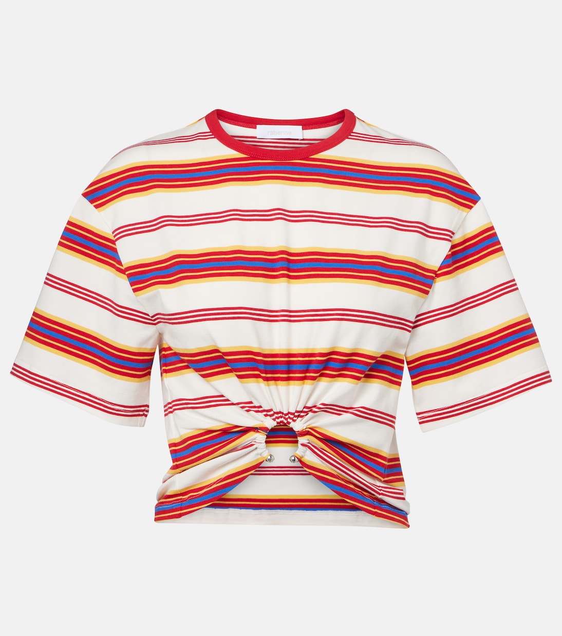 Camiseta en mezcla de algodón a rayas fruncida | Rabanne