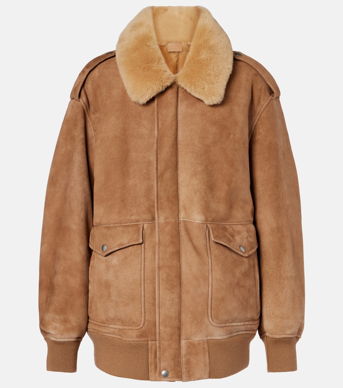 Jacke aus Veloursleder mit Shearling | Prada