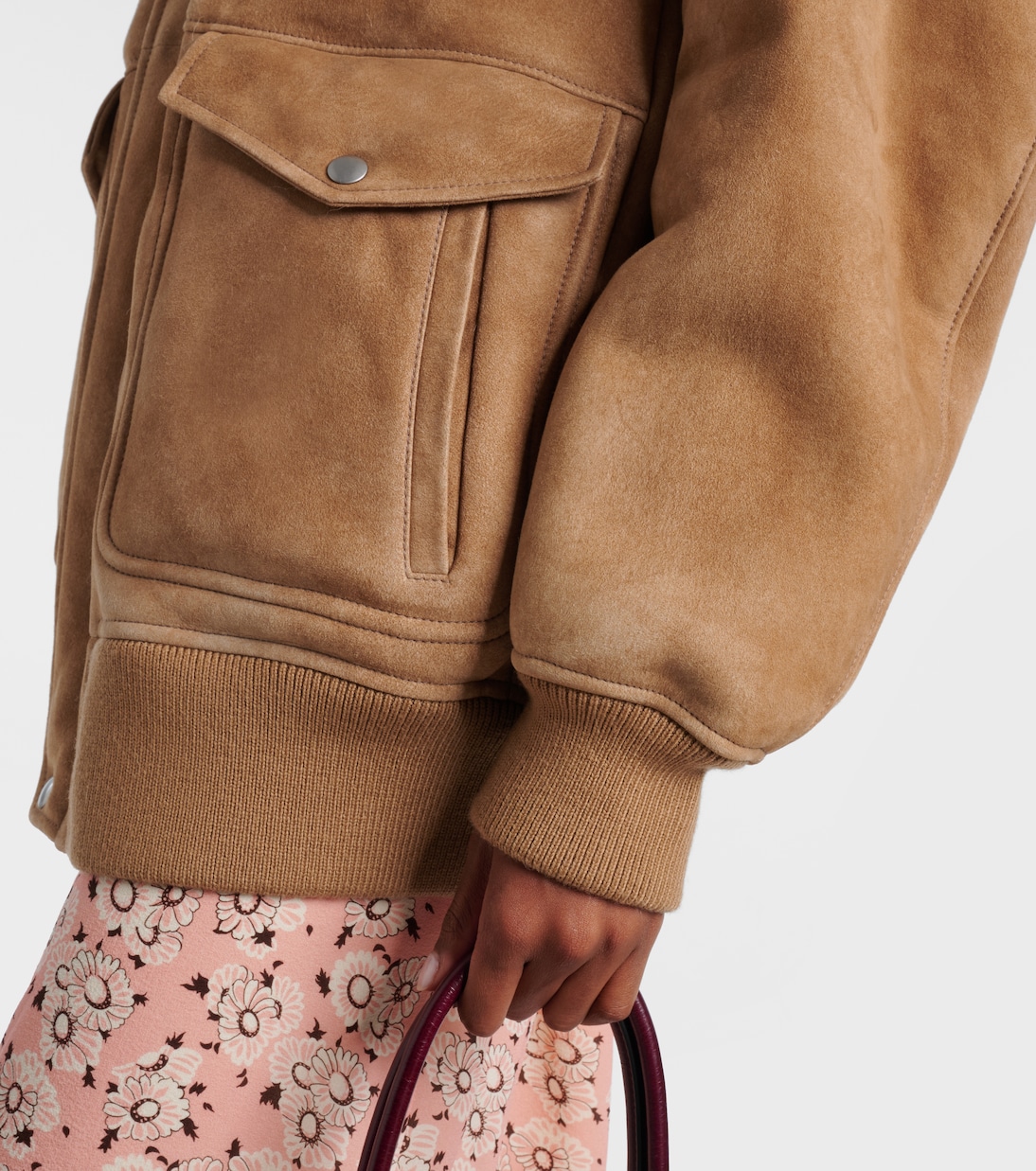 Jacke aus Veloursleder mit Shearling | Prada