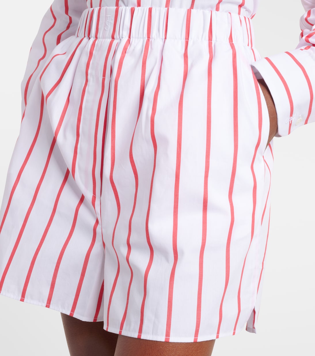 Shorts Lui in popeline di cotone a righe | The Frankie Shop