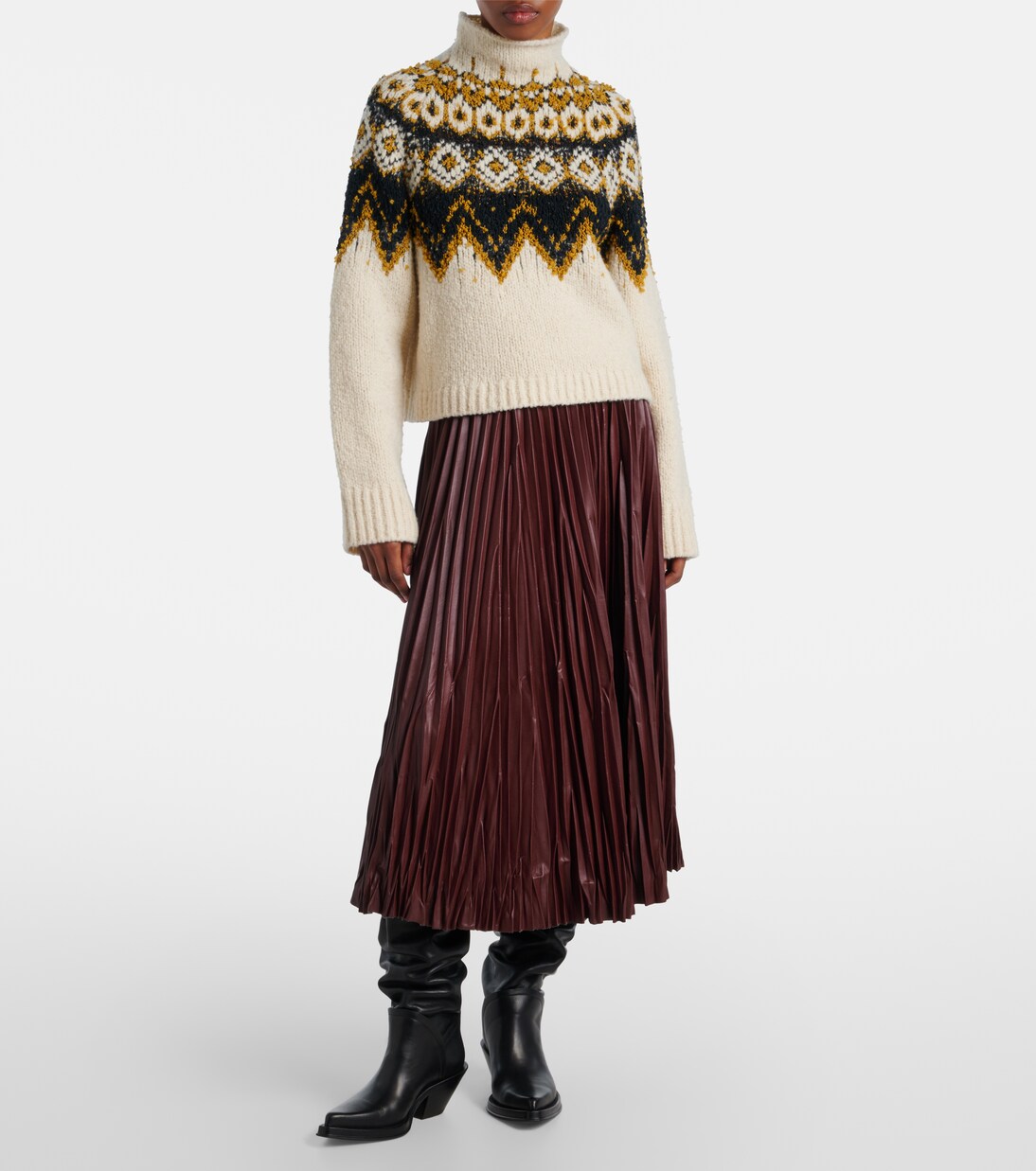 Rosalyn plissé faux leather midi skirt | Proenza Schouler