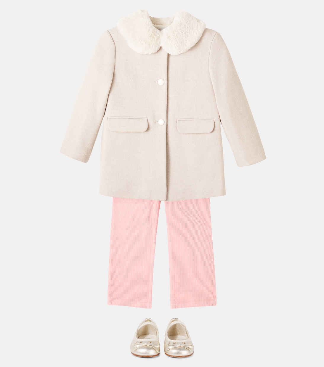 Faux shearling-trimmed wool-blend coat | Bonpoint