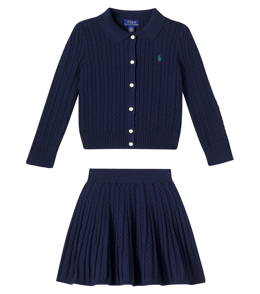 Cable-knit cotton cardigan and skirt set | Polo Ralph Lauren Kids