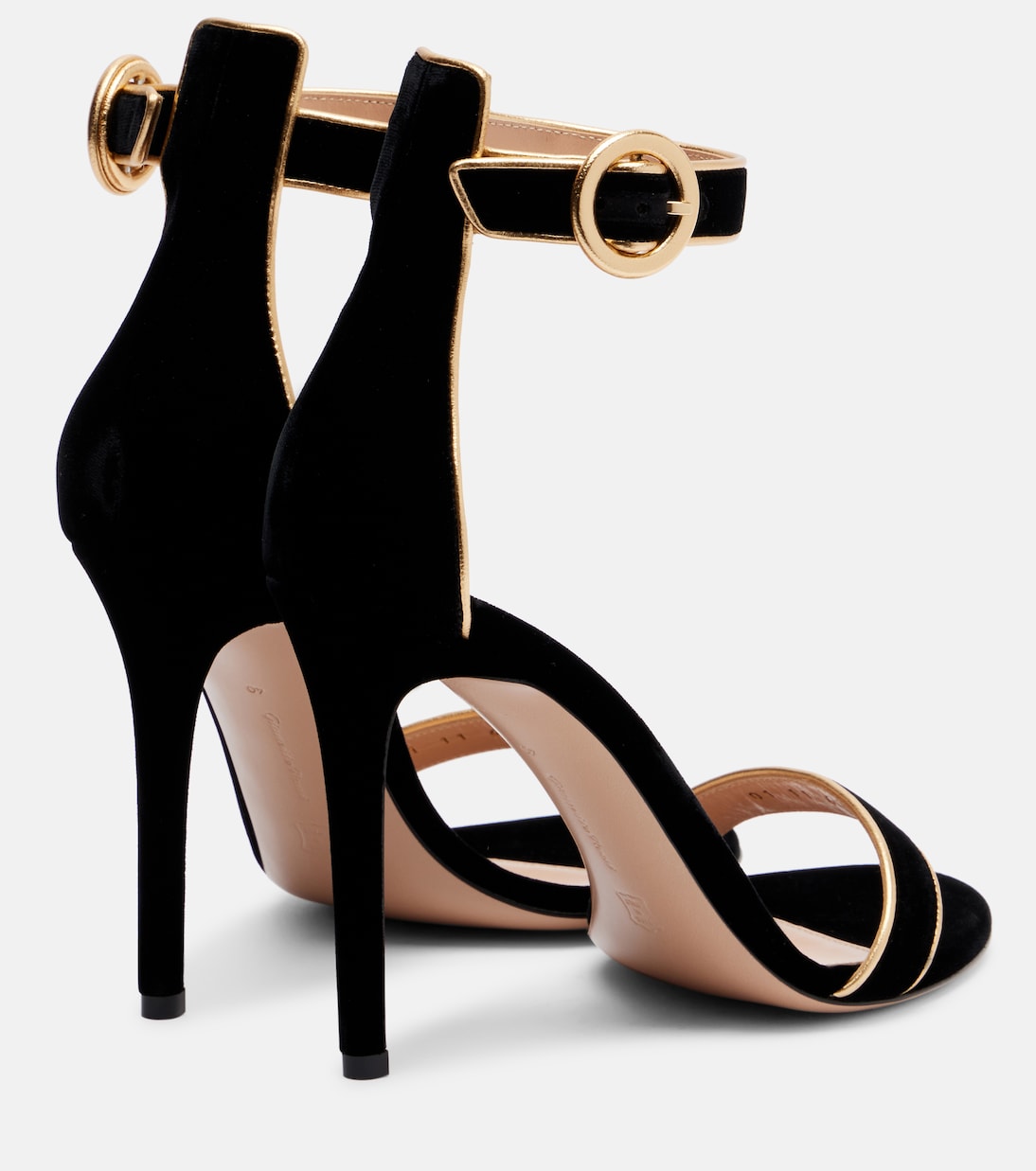 105 leather-trimmed velvet sandals | Gianvito Rossi