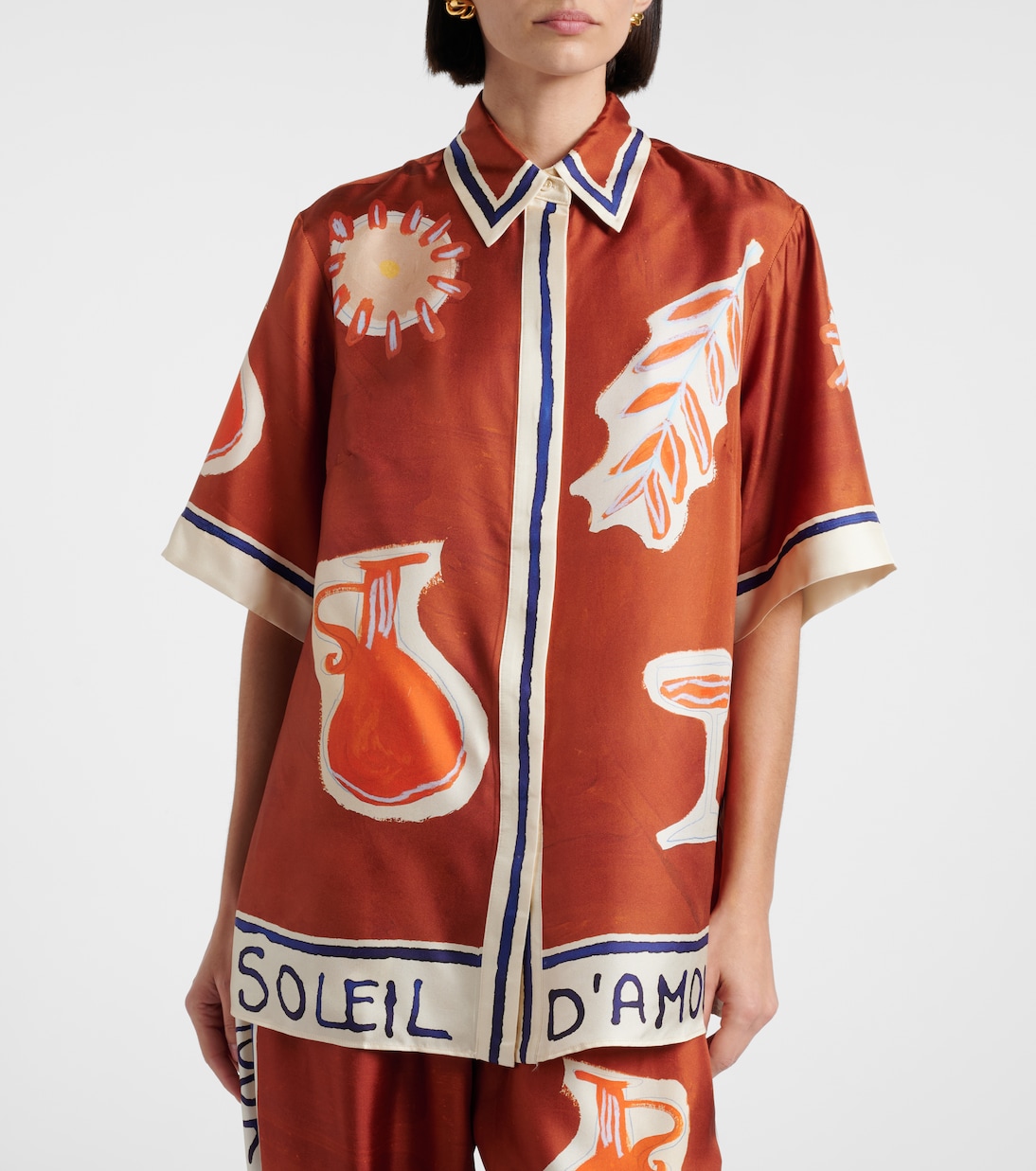 x LRNCE – Chemise imprimée Soleil D’Amour en soie | Alémais