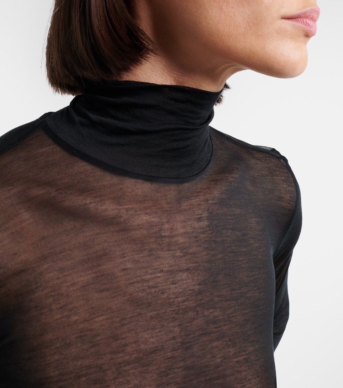 Top de cuello alto de jersey transparente | Mugler