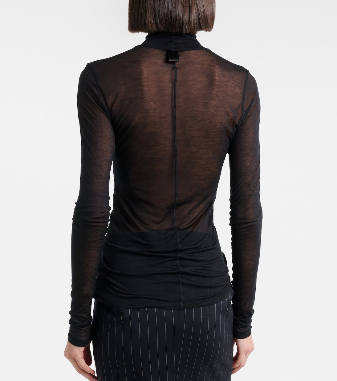 Top de cuello alto de jersey transparente | Mugler
