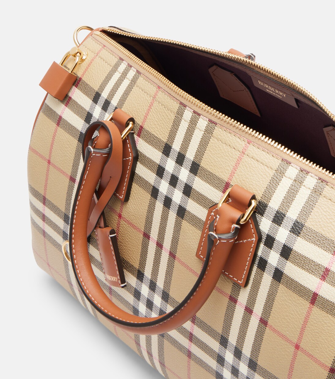 Bowling Medium Burberry Check top-handle bag | Burberry