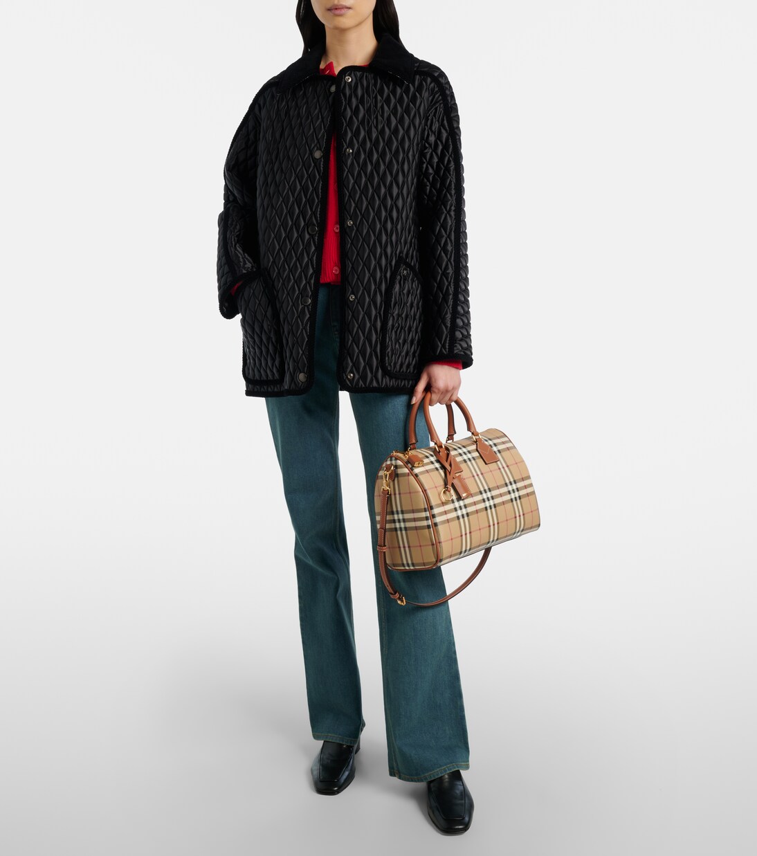 Bowling Medium Burberry Check top-handle bag | Burberry