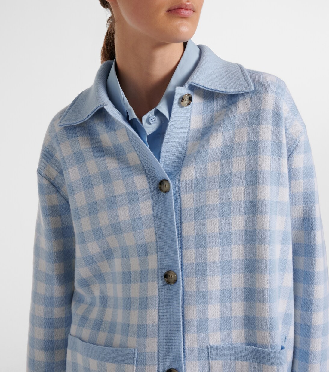 Gingham wool and cashmere cardigan | Jardin des Orangers