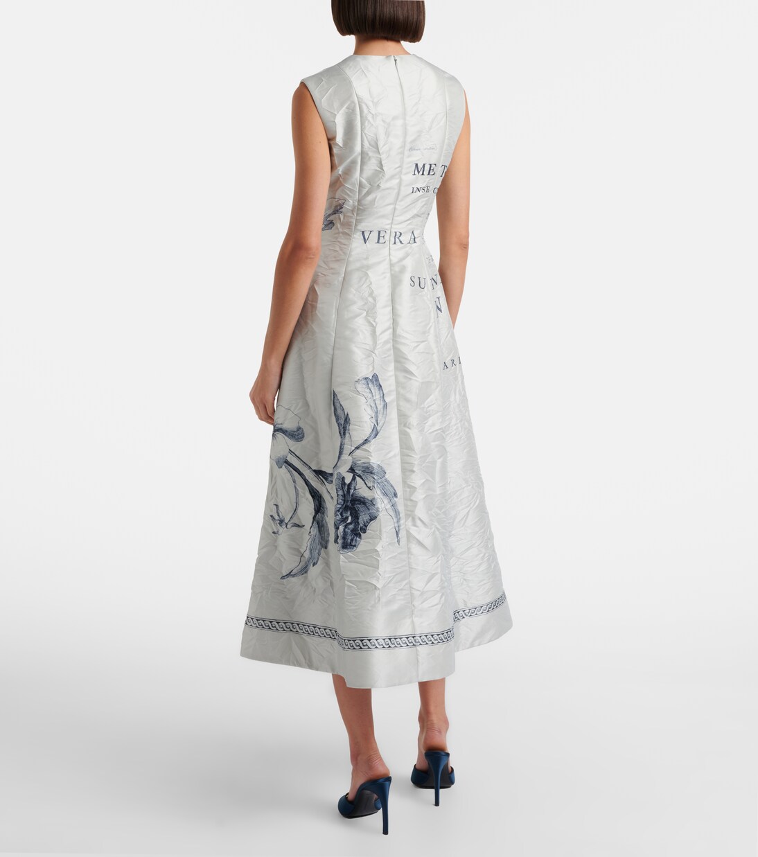 Printed satin twill midi dress | Erdem