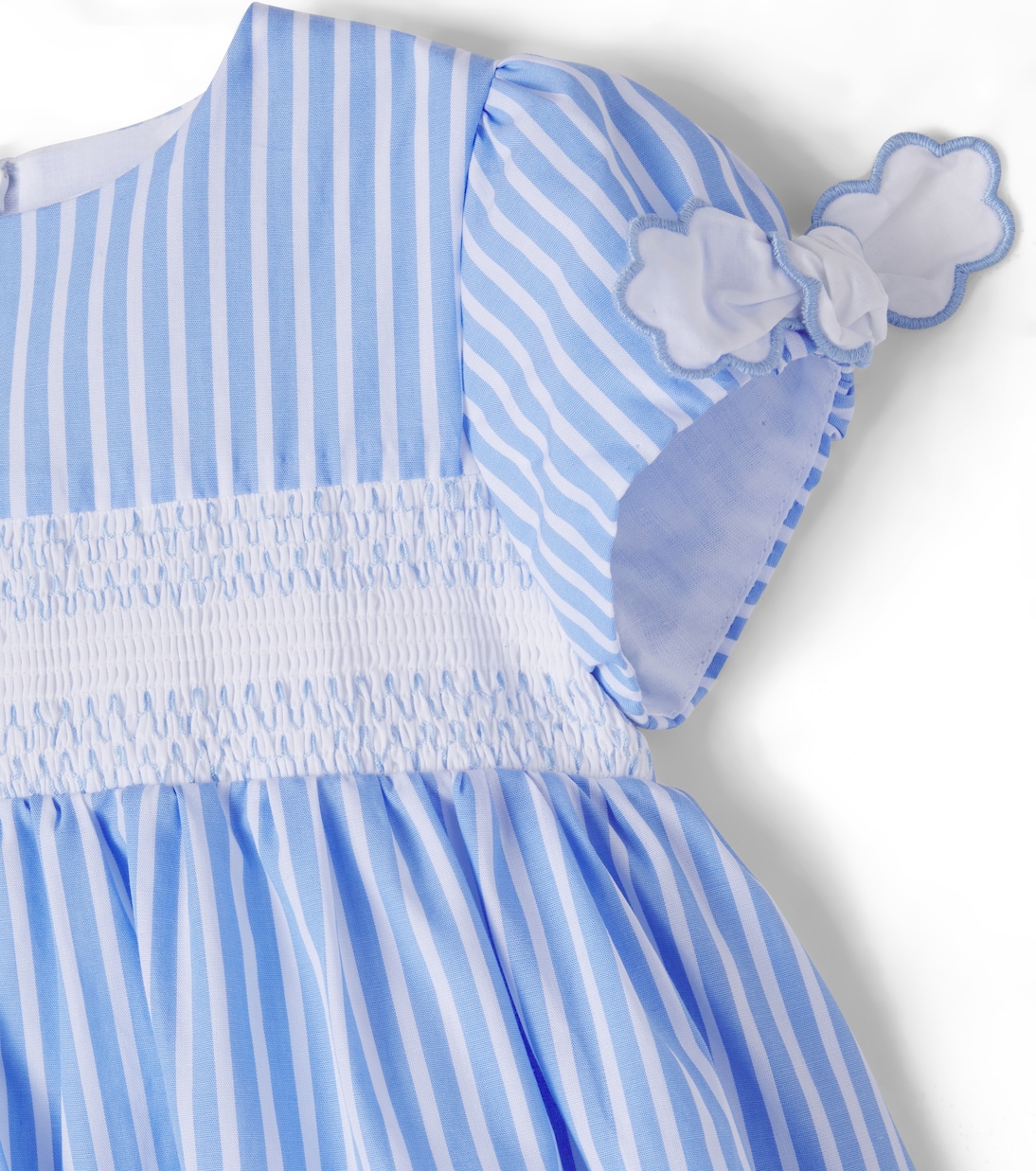 Baby bow-detail striped cotton poplin dress | Patachou