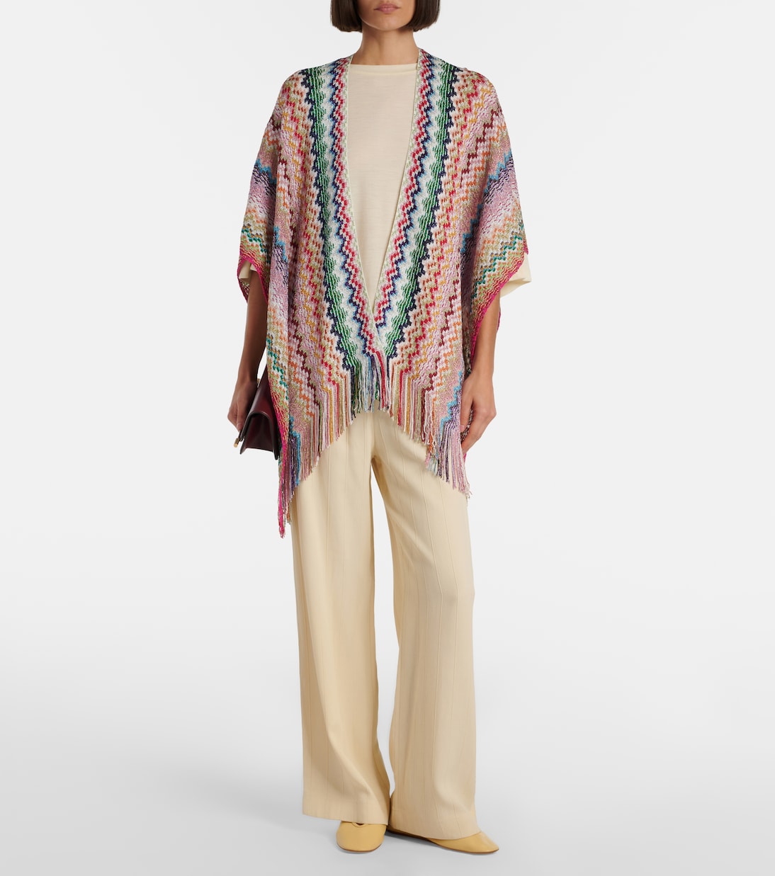 Zigzag fringed poncho | Missoni