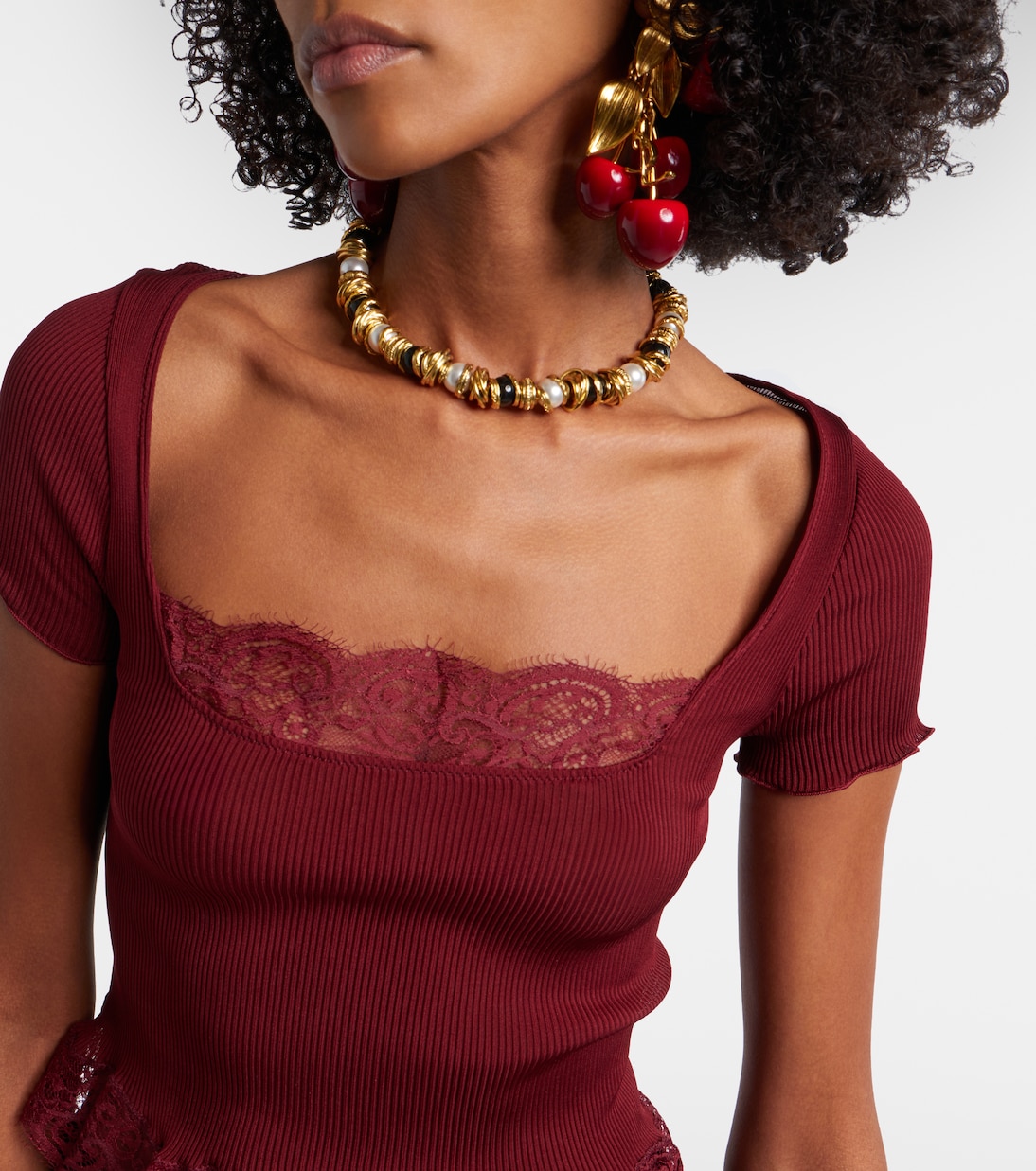 Scalloped silk satin top | Saint Laurent