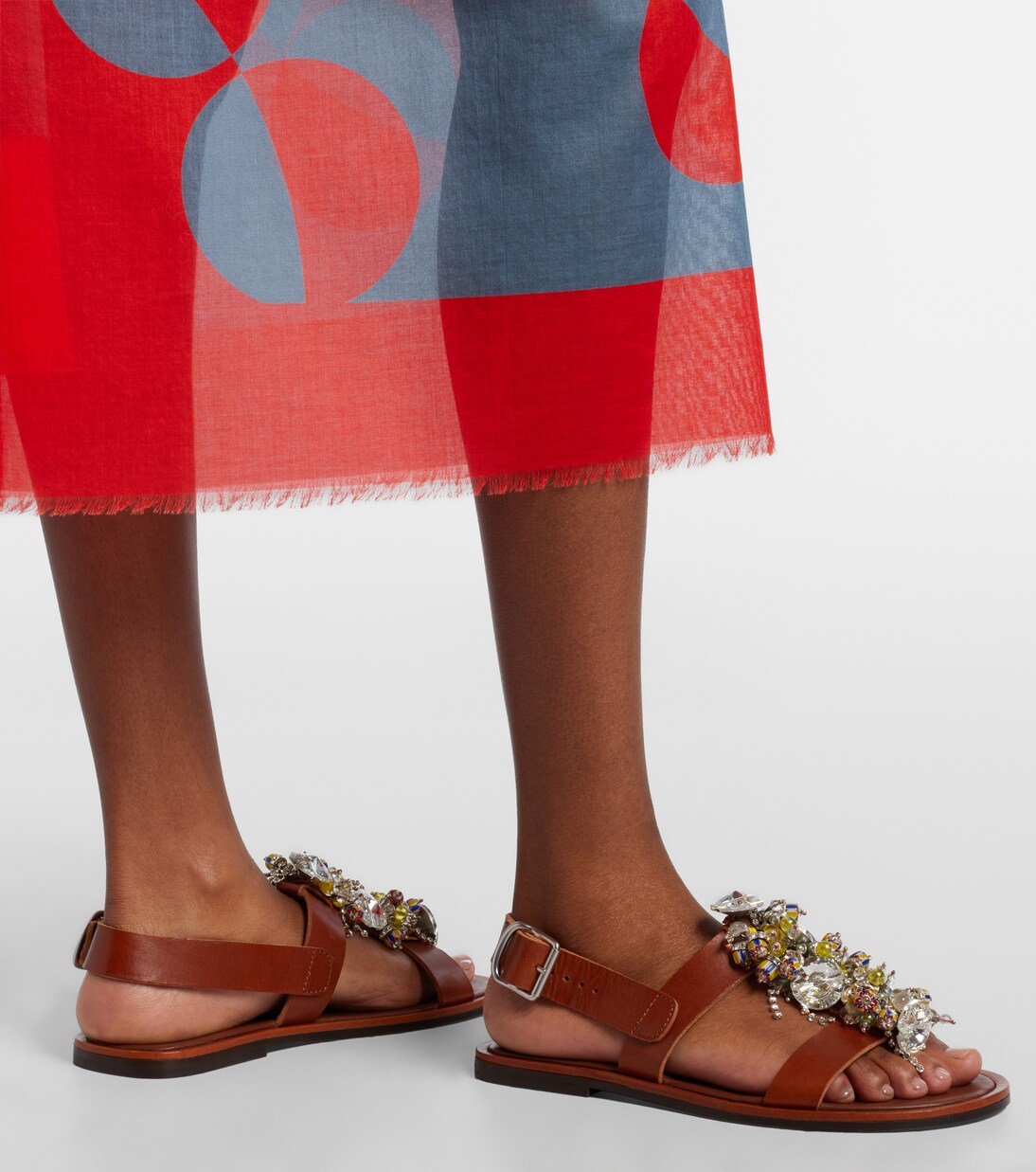 Embellished leather slingback sandals | Dries Van Noten
