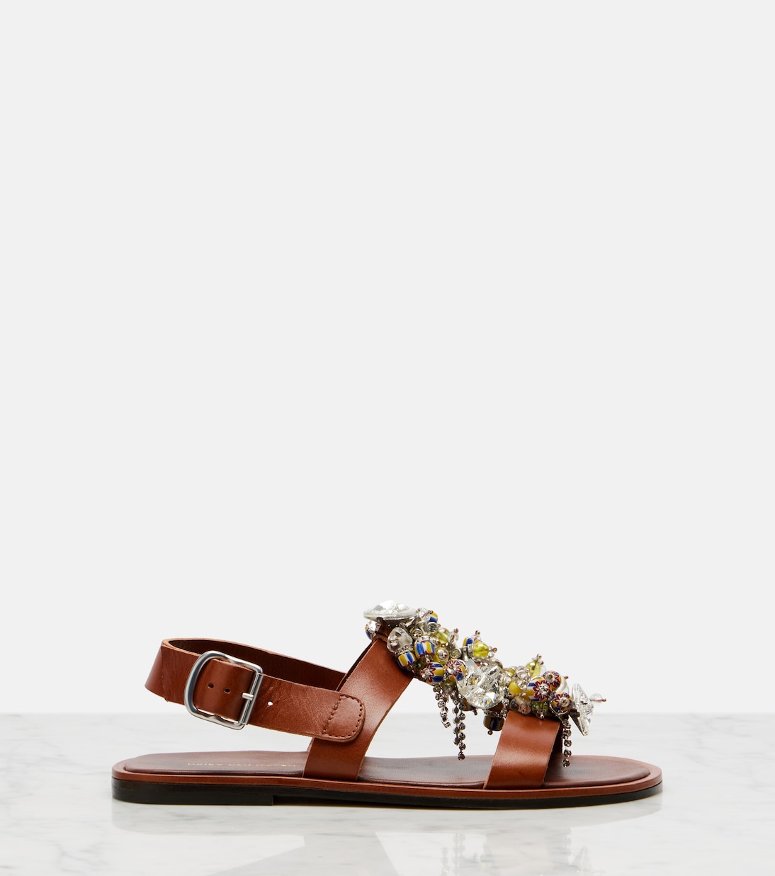 Embellished leather slingback sandals | Dries Van Noten