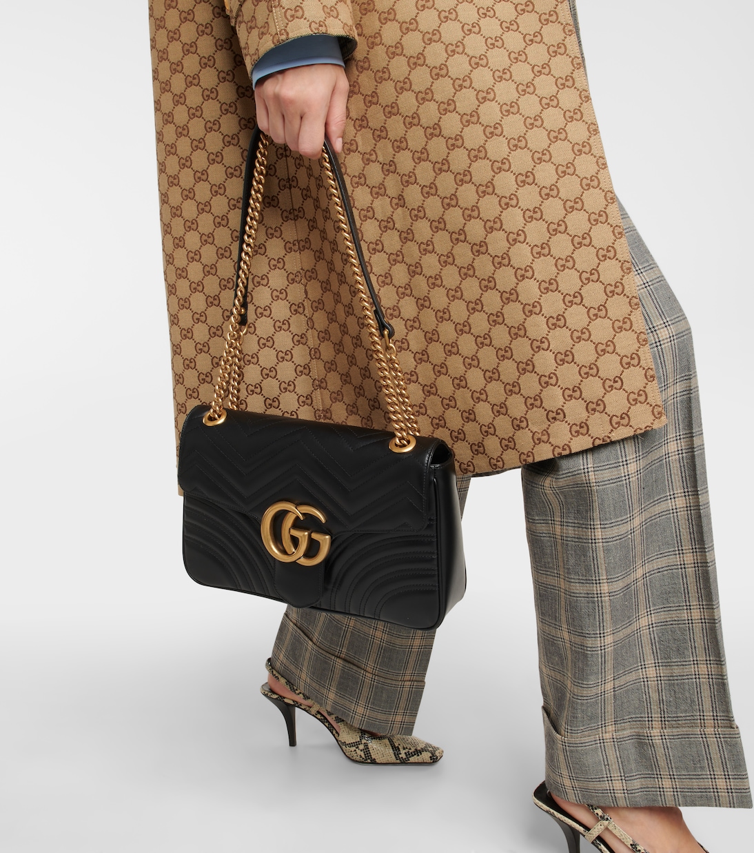 Gg marmont tall chevron leather crossbody bag sales