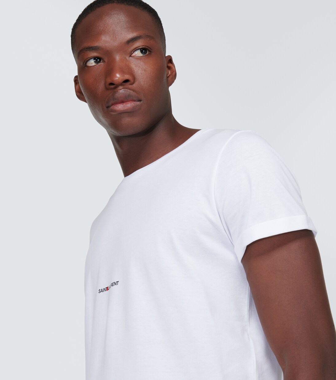 Signature logo cotton T shirt in white Saint Laurent Mytheresa