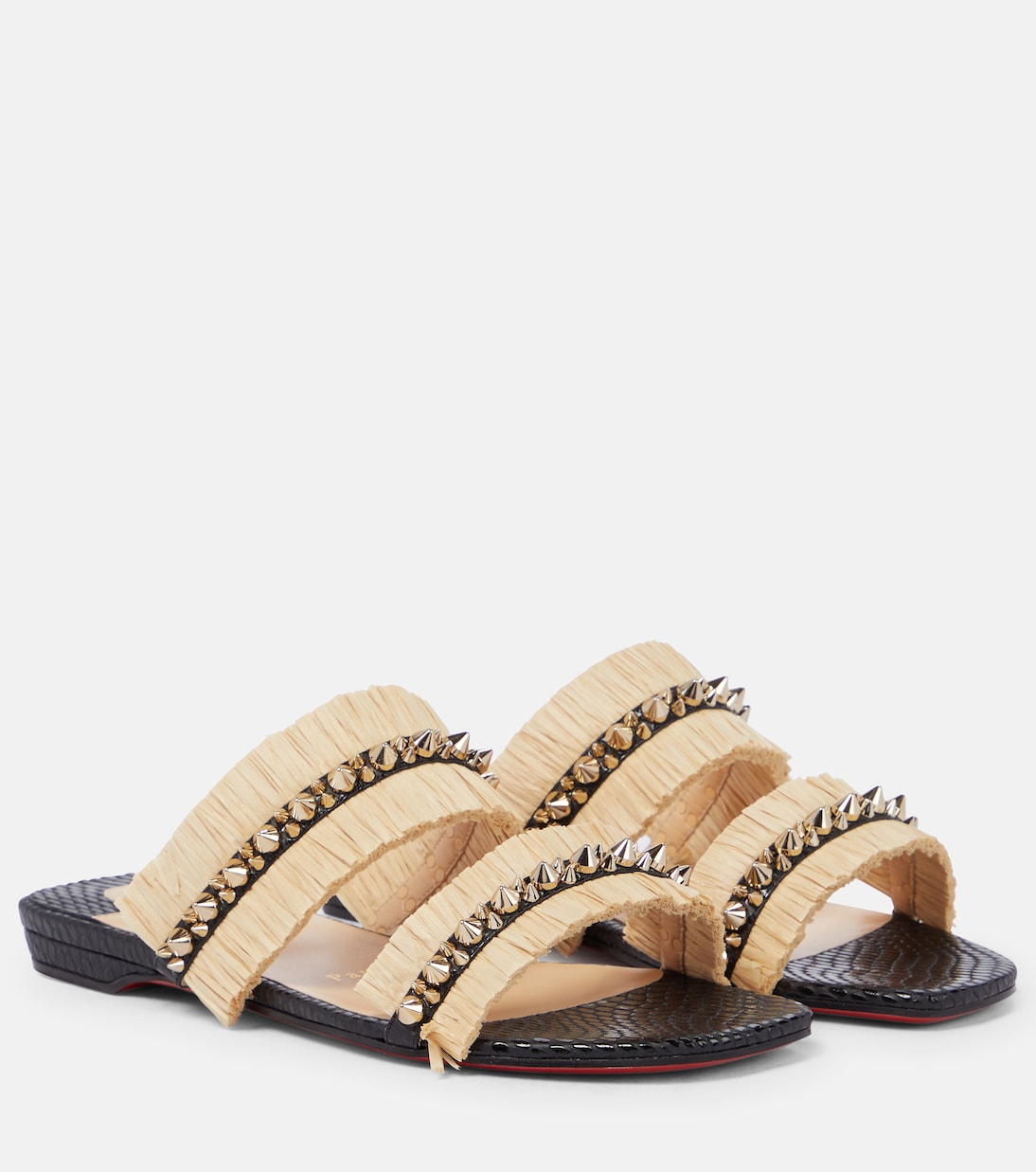 Mules Marivodou en raphia à ornements | Christian Louboutin