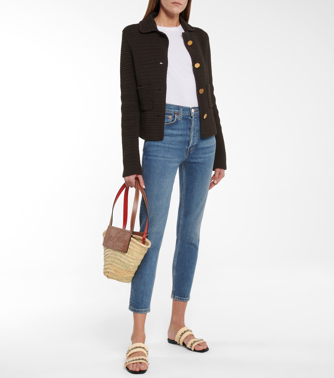 Mules Marivodou en raphia à ornements | Christian Louboutin