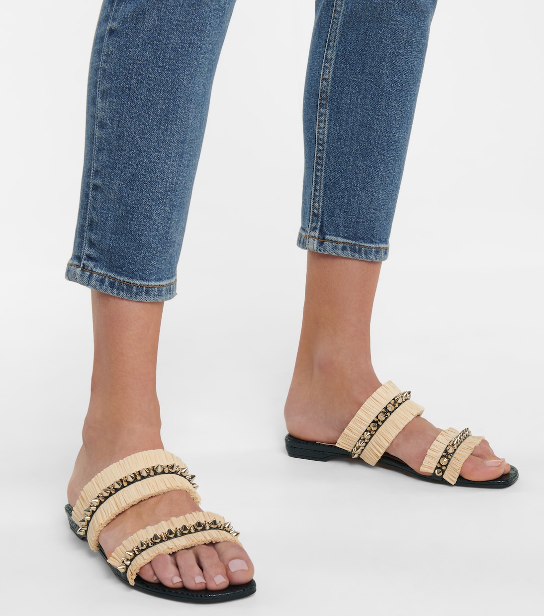 Mules Marivodou en raphia à ornements | Christian Louboutin