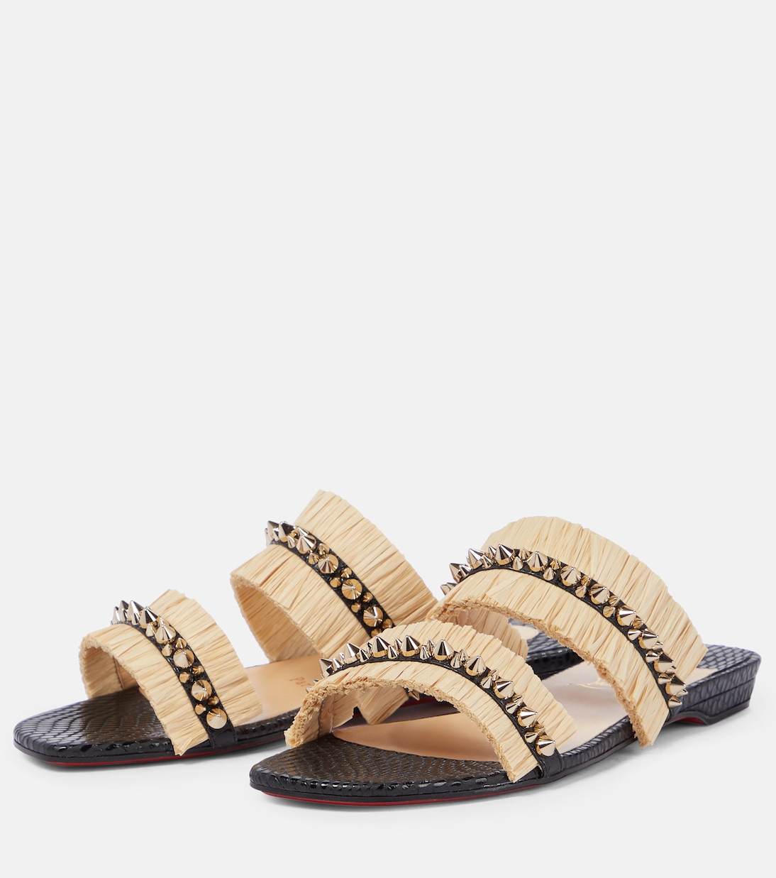 Mules Marivodou en raphia à ornements | Christian Louboutin